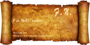 Fa Nándor névjegykártya